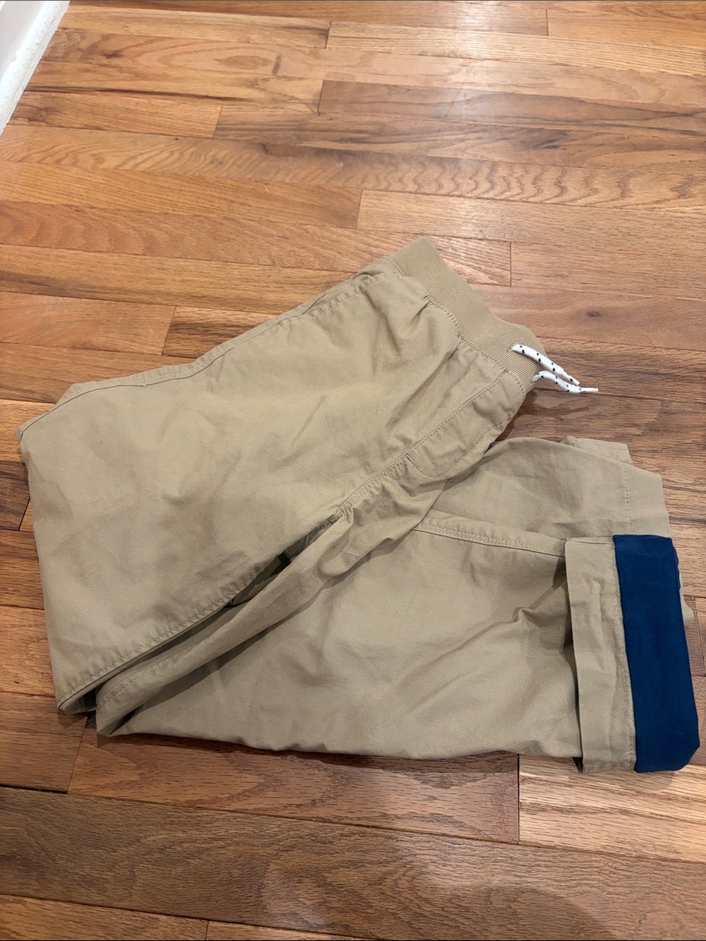 Lands end kids drawstring waist lines khaki pant size large 10-12 Tan